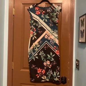 Vince Camuto tank dress geometric floral print 10 NWT